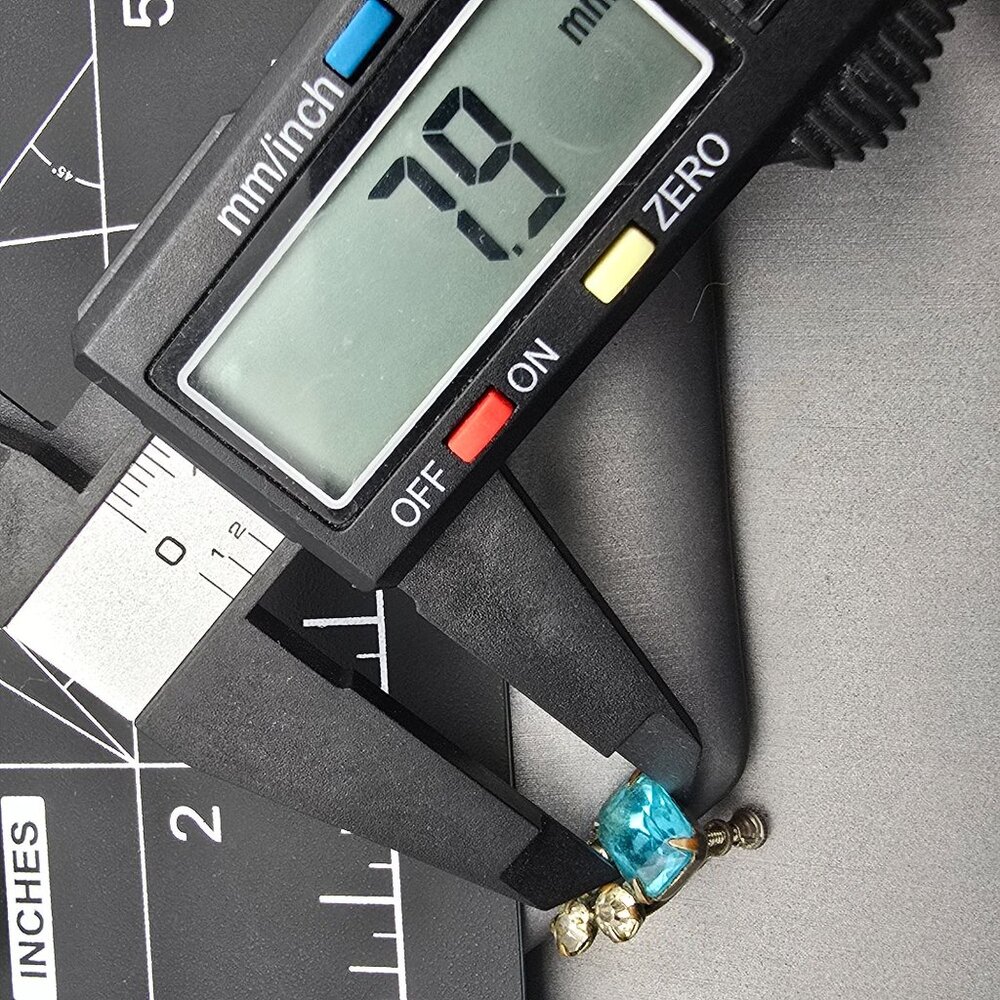 Vintage Aquamarine & Clear Paste Earrings | Screw-Back Glam Statement Jewelry - Picture 9 of 11